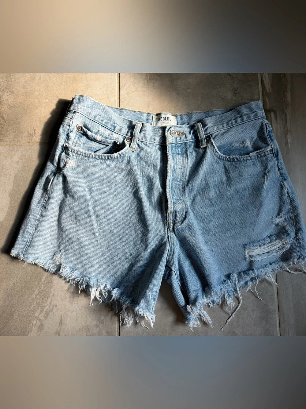 AGOLDE Parker Long Short in Swapmeet Denim Shorts Size 29